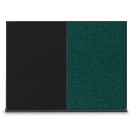 United Visual Products Double Door Radius Plus Corkboard, 48"X UV8003PLUS-BLACK-PEARL
